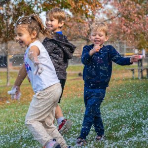 Snow - Three kids playing in snow